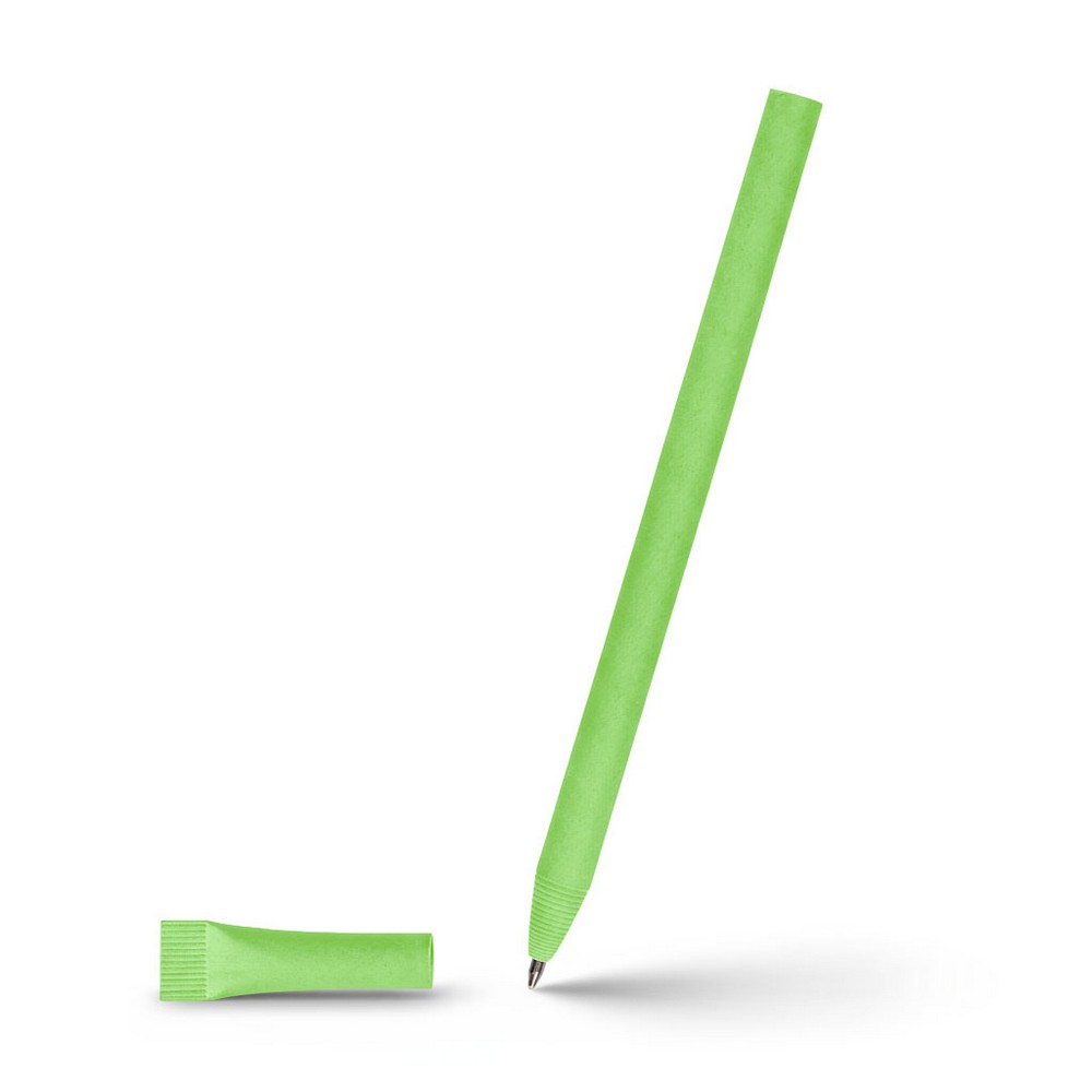 Długopis ze zrolowanego papieru z zatyczką | Brittany z nadrukiem Twojego logo, materiał: papier, kolor: jasnozielony Długopis ze zrolowanego papieru z zatyczką | Brittany z nadrukiem Twojego logo, materiał: papier, kolor: jasnozielony