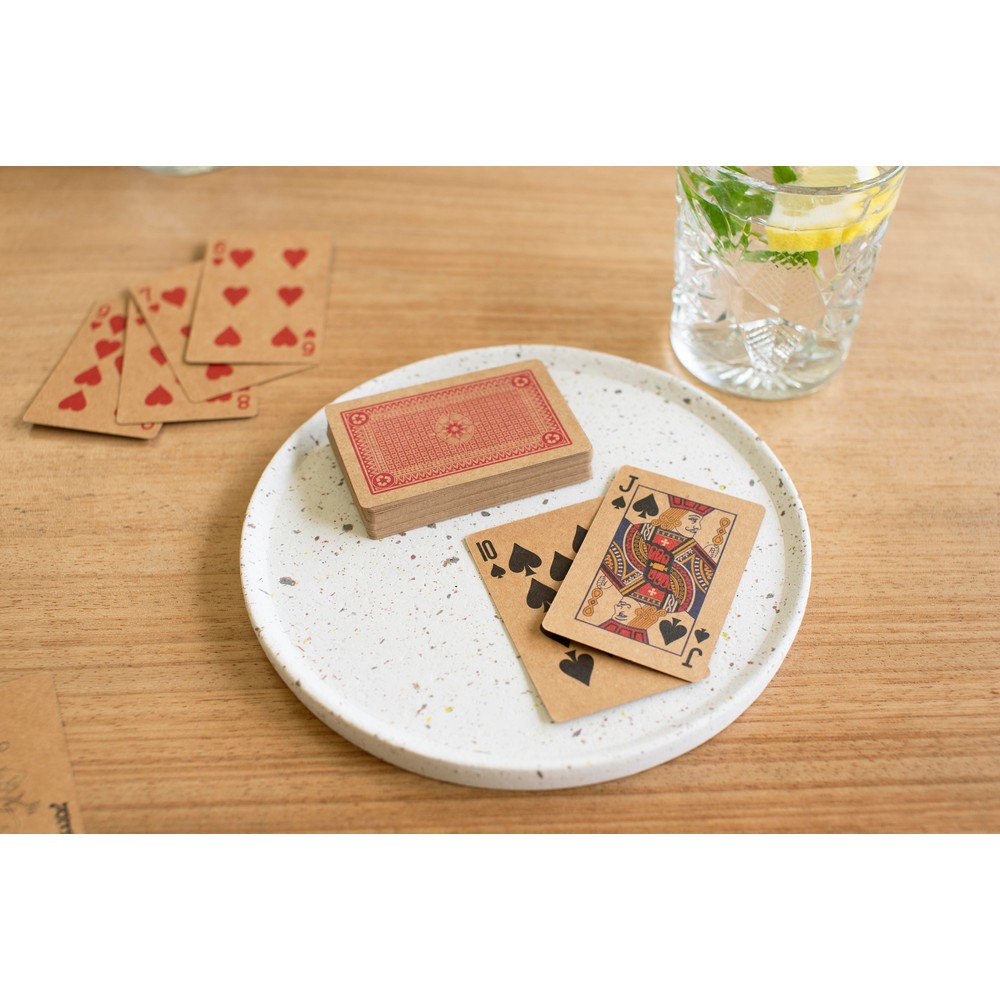 Karty do gry z papieru z recyklingu z nadrukiem Twojego logo, materiał: karton, papier, kolor: brązowy Karty do gry z papieru z recyklingu z nadrukiem Twojego logo, materiał: karton, papier, kolor: brązowy