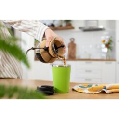 Kubek podróżny 350 ml z nadrukiem Twojego logo, materiał: pp, eva, stal nierdzewna, silikon, stal, kolor: limonkowy