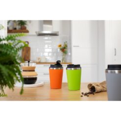 Kubek podróżny 350 ml z nadrukiem Twojego logo, materiał: pp, eva, stal nierdzewna, silikon, stal, kolor: szary