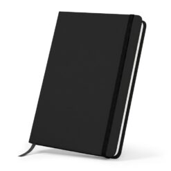 Notatnik ok. A5 | Eugene z nadrukiem Twojego logo, materiał: karton, pu, papier, kolor: czarny