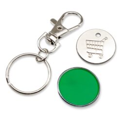 Brelok do kluczy, żeton do wózka na zakupy | Lill z nadrukiem Twojego logo, materiał: metal, kolor: zielony