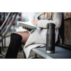 Kubek termiczny 600 ml Mauro Conti | Brian z nadrukiem Twojego logo, materiał: plastik, stal nierdzewna, stal, kolor: czarny