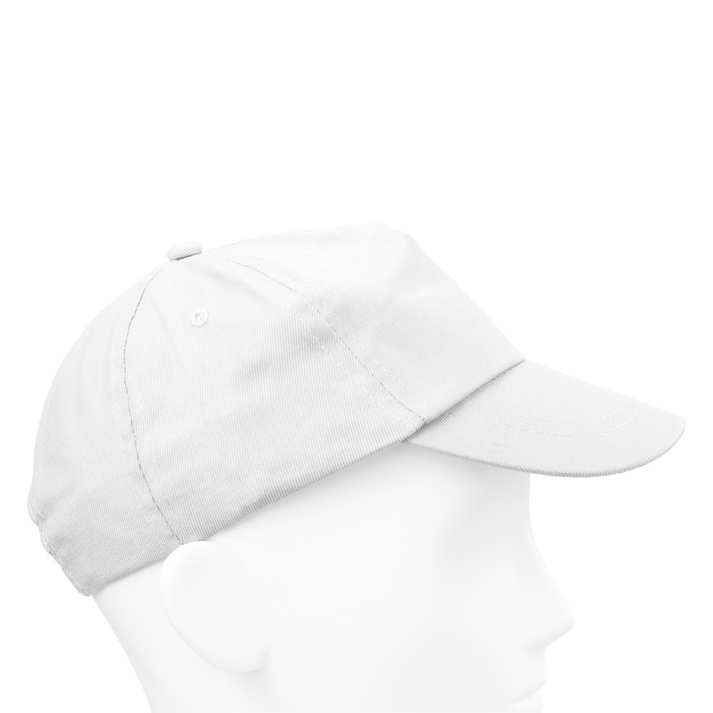 Czapka z daszkiem, rozmiar dziecięcy z nadrukiem Twojego logo, materiał: bawełna, kolor: biały Czapka z daszkiem, rozmiar dziecięcy z nadrukiem Twojego logo, materiał: bawełna, kolor: biały