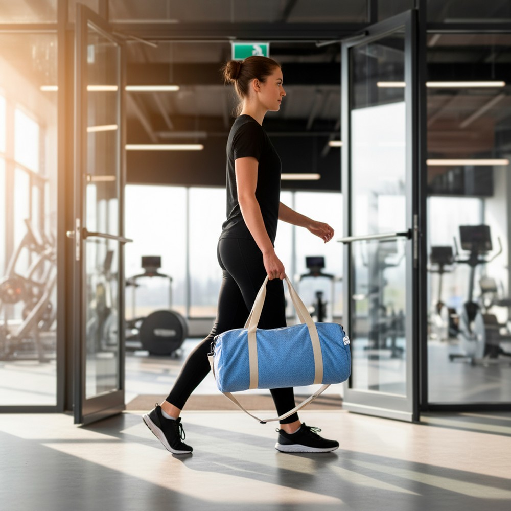 Torba sportowa, podróżna B'RIGHT z bawełny z recyklingu i poliestru z recyklingu | Asha z nadrukiem Twojego logo, materiał: poliester, bawełna, kolor: niebieski Torba sportowa, podróżna B'RIGHT z bawełny z recyklingu i poliestru z recyklingu | Asha z nadrukiem Twojego logo, materiał: poliester, bawełna, kolor: niebieski
