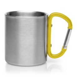 Metalowy kubek 210 ml z karabińczykiem | Easton z nadrukiem Twojego logo, materiał: stal nierdzewna, stal, kolor: żółty