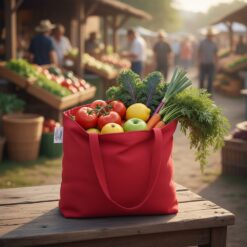 Torba z bawełny z recyklingu i poliestru z recyklingu na zakupy B'RIGHT | Porter z nadrukiem Twojego logo, materiał: poliester, bawełna, kolor: czerwony