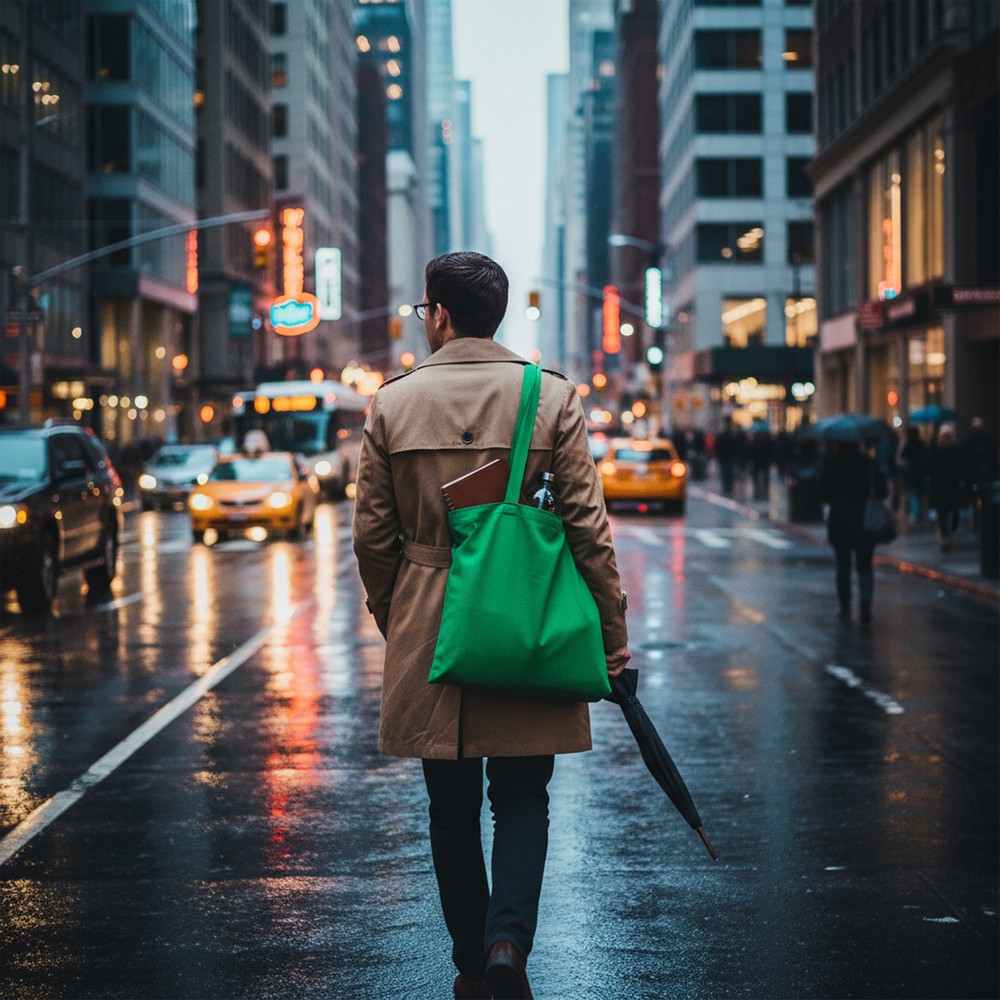 Torba z bawełny z recyklingu i poliestru z recyklingu na zakupy B'RIGHT | Porter z nadrukiem Twojego logo, materiał: poliester, bawełna, kolor: jasnozielony Torba z bawełny z recyklingu i poliestru z recyklingu na zakupy B'RIGHT | Porter z nadrukiem Twojego logo, materiał: poliester, bawełna, kolor: jasnozielony