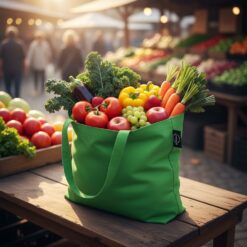 Torba z bawełny z recyklingu i poliestru z recyklingu na zakupy B'RIGHT | Porter z nadrukiem Twojego logo, materiał: poliester, bawełna, kolor: jasnozielony