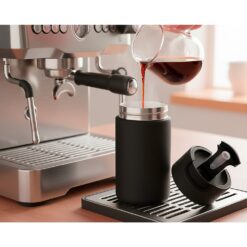 Kubek termiczny 400 ml Air Gifts z ceramiką | Nabila z nadrukiem Twojego logo, materiał: plastik, stal nierdzewna, stal, ceramika, kolor: czarny