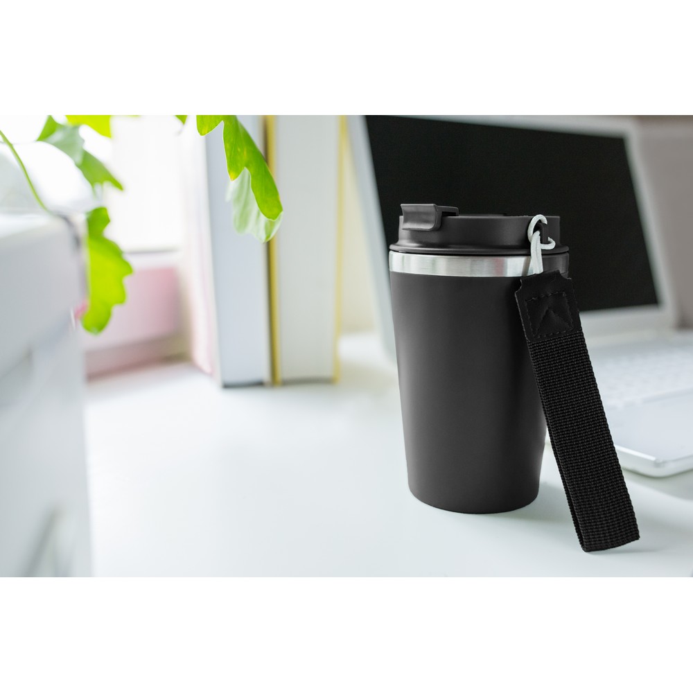 Kubek termiczny 350 ml | Nairod z nadrukiem Twojego logo, materiał: pp, stal nierdzewna, stal, kolor: czarny Kubek termiczny 350 ml | Nairod z nadrukiem Twojego logo, materiał: pp, stal nierdzewna, stal, kolor: czarny