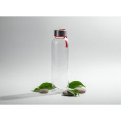 Szklana butelka 500 ml z kolorową wstążką | Viivi z nadrukiem Twojego logo, materiał: szkło, stal nierdzewna, stal, kolor: czerwony