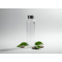 Szklana butelka 500 ml z kolorową wstążką | Viivi z nadrukiem Twojego logo, materiał: szkło, stal nierdzewna, stal, kolor: szary