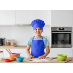 Zestaw małego kucharza, fartuch kuchenny i czapka kucharska, rozmiar dziecięcy | Nedina z nadrukiem Twojego logo, materiał: non-woven, kolor: granatowy