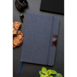 Notatnik RPET A5 | Raysha z nadrukiem Twojego logo, materiał: metal, papier, rpet, kolor: granatowy