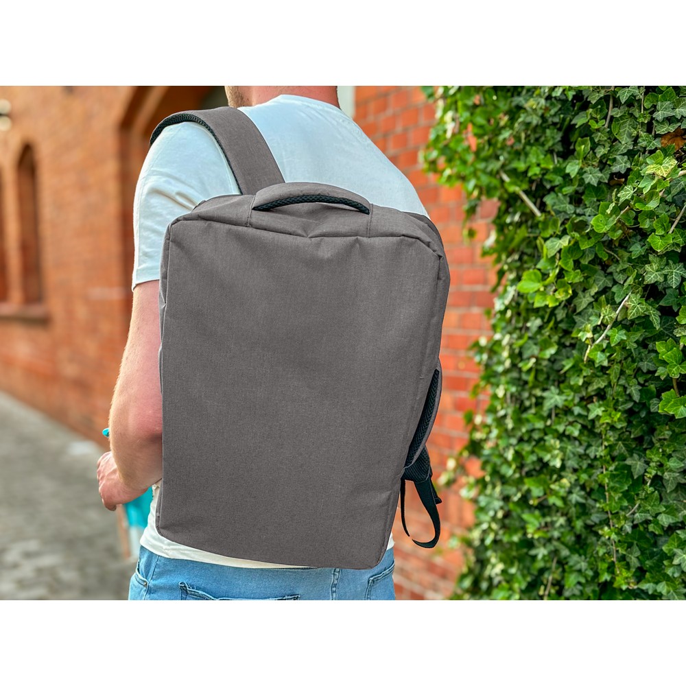 Plecak, torba na laptopa 15,6" RPET | Tahir z nadrukiem Twojego logo, materiał: poliester, rpet, kolor: szary Plecak, torba na laptopa 15,6" RPET | Tahir z nadrukiem Twojego logo, materiał: poliester, rpet, kolor: szary