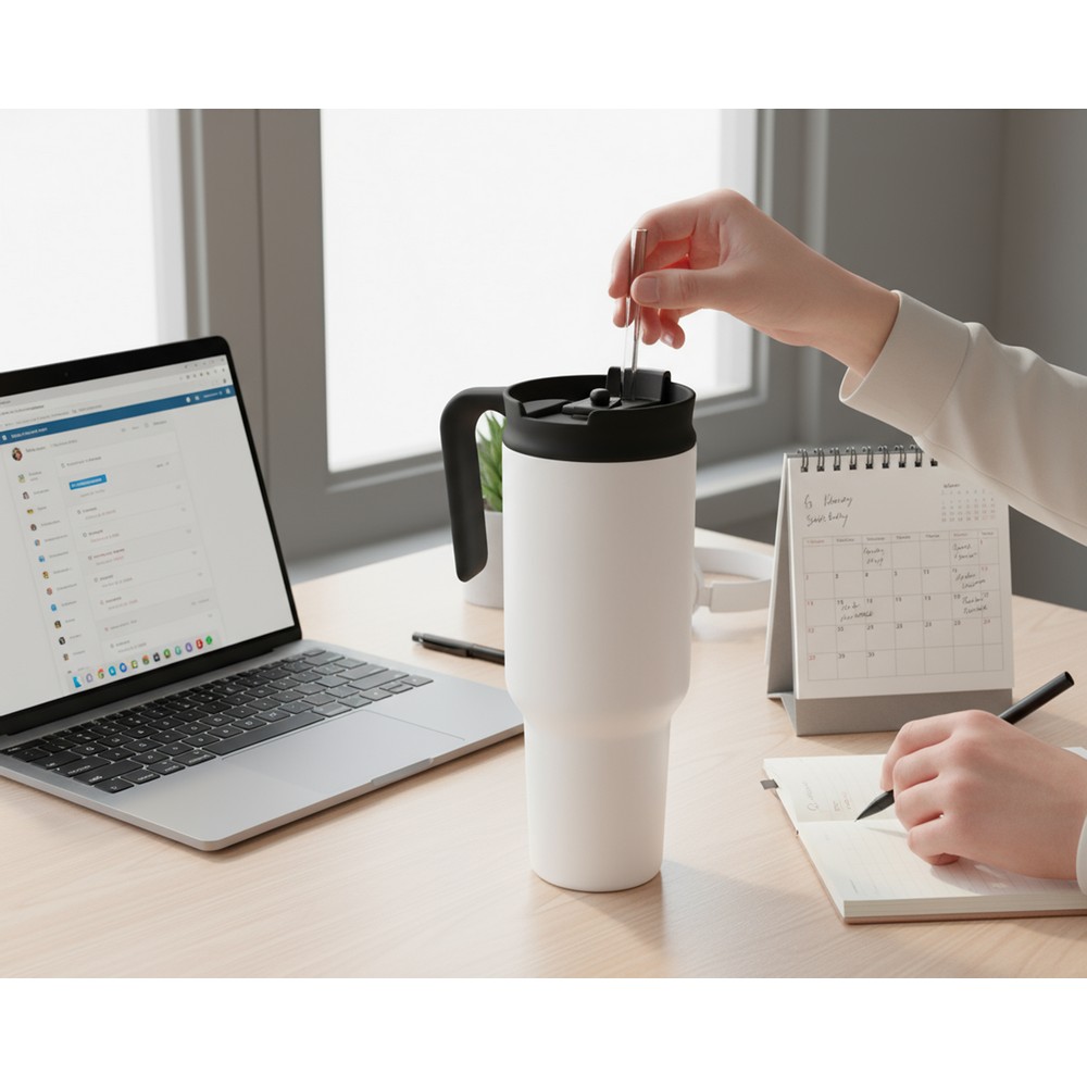 Kubek termiczny 1100 ml Air Gifts z ergonomicznym uchwytem | Ony z nadrukiem Twojego logo, materiał: plastik, stal nierdzewna, stal, kolor: biały Kubek termiczny 1100 ml Air Gifts z ergonomicznym uchwytem | Ony z nadrukiem Twojego logo, materiał: plastik, stal nierdzewna, stal, kolor: biały