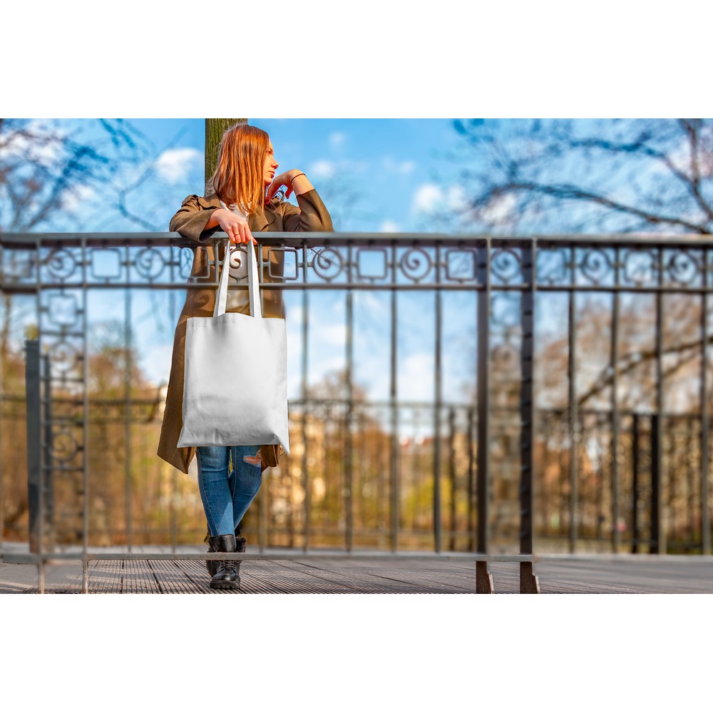 Torba RPET na zakupy | Rokia z nadrukiem Twojego logo, materiał: rpet, non-woven, kolor: biały Torba RPET na zakupy | Rokia z nadrukiem Twojego logo, materiał: rpet, non-woven, kolor: biały