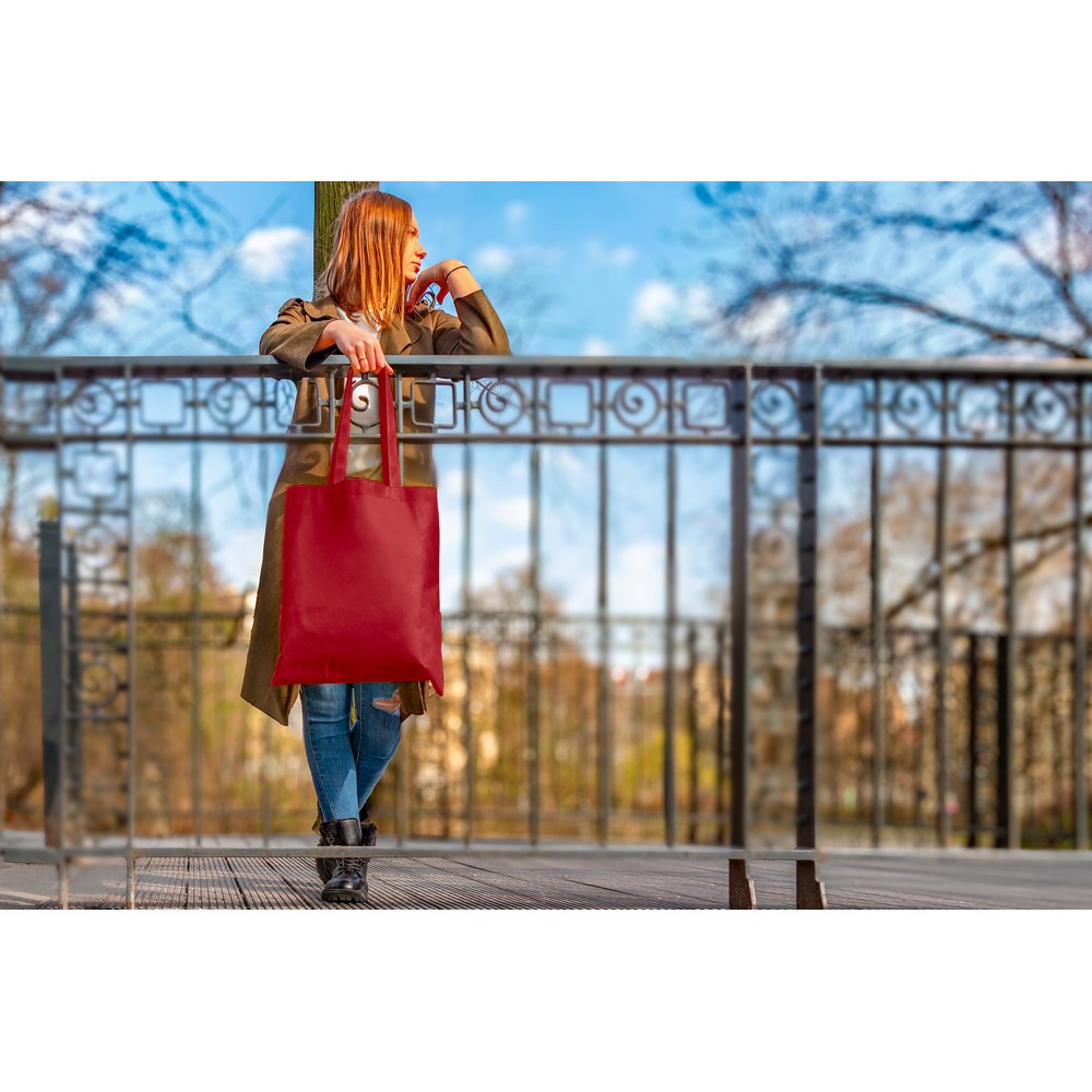 Torba RPET na zakupy | Rokia z nadrukiem Twojego logo, materiał: rpet, non-woven, kolor: czerwony Torba RPET na zakupy | Rokia z nadrukiem Twojego logo, materiał: rpet, non-woven, kolor: czerwony