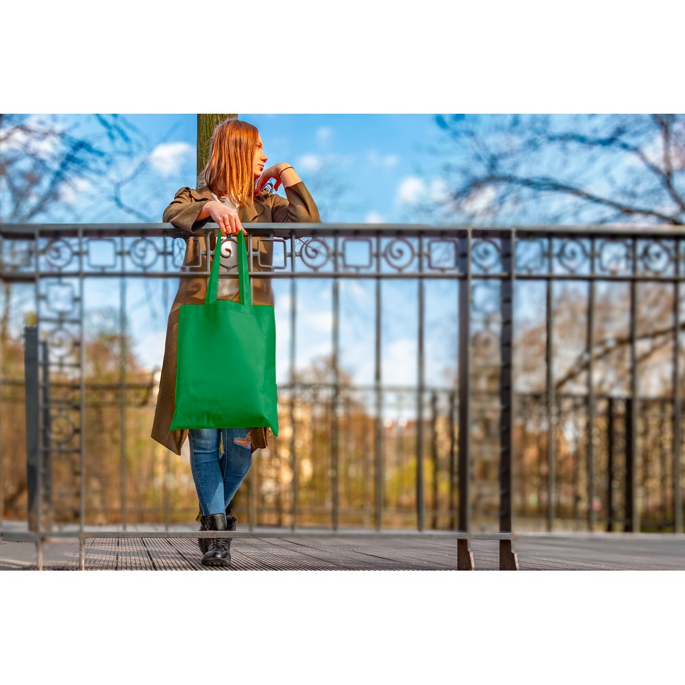 Torba RPET na zakupy | Rokia z nadrukiem Twojego logo, materiał: rpet, non-woven, kolor: zielony Torba RPET na zakupy | Rokia z nadrukiem Twojego logo, materiał: rpet, non-woven, kolor: zielony