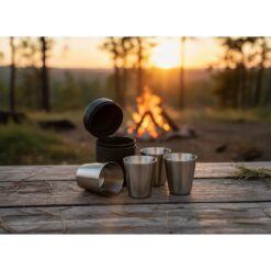 Zestaw metalowych kieliszków z nadrukiem Twojego logo, materiał: metal, kolor: czarny