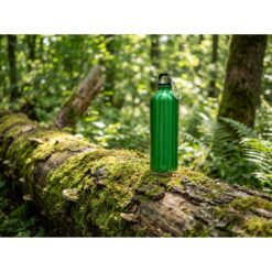 Butelka sportowa 750 ml z karabińczykiem | Laveriano z nadrukiem Twojego logo, materiał: plastik, stal nierdzewna, stal, kolor: zielony
