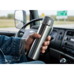 Kubek termiczny 450 ml | Els z nadrukiem Twojego logo, materiał: plastik, stal nierdzewna, stal, kolor: srebrny