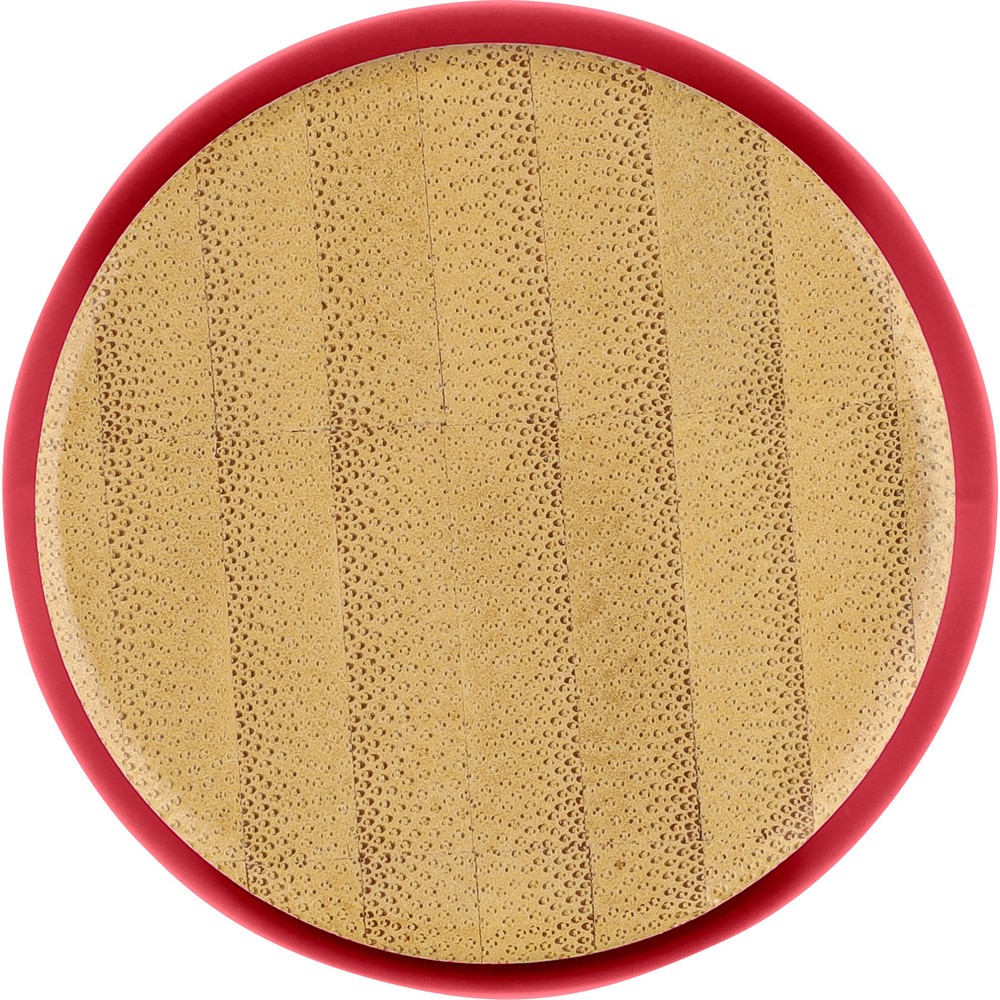 Szklana butelka 500 ml z nadrukiem Twojego logo, materiał: bambus, pp, szkło, kolor: czerwony Szklana butelka 500 ml z nadrukiem Twojego logo, materiał: bambus, pp, szkło, kolor: czerwony