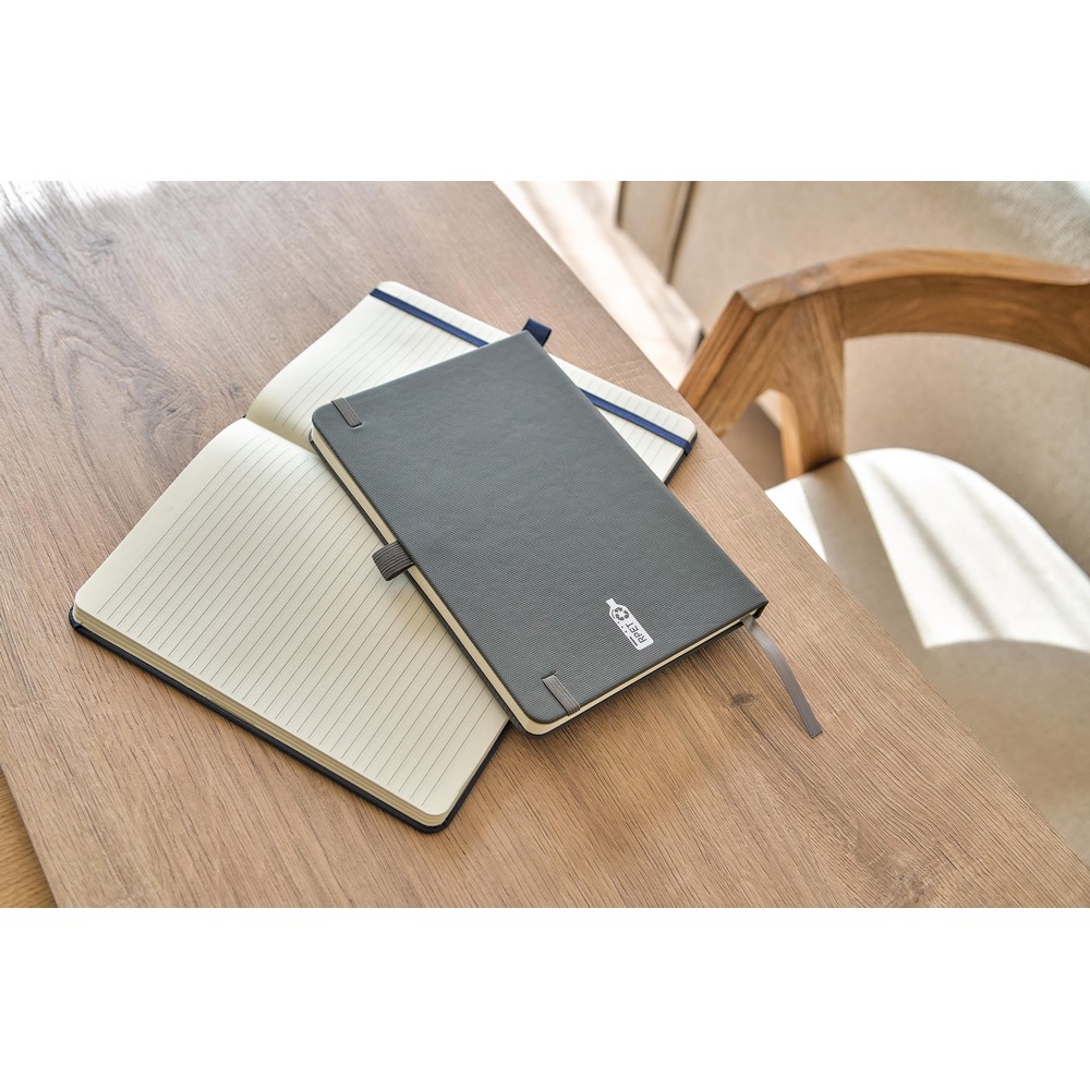 Notatnik ok. A5 z nadrukiem Twojego logo, materiał: papier, poliester, rpet, kolor: niebieski Notatnik ok. A5 z nadrukiem Twojego logo, materiał: papier, poliester, rpet, kolor: niebieski