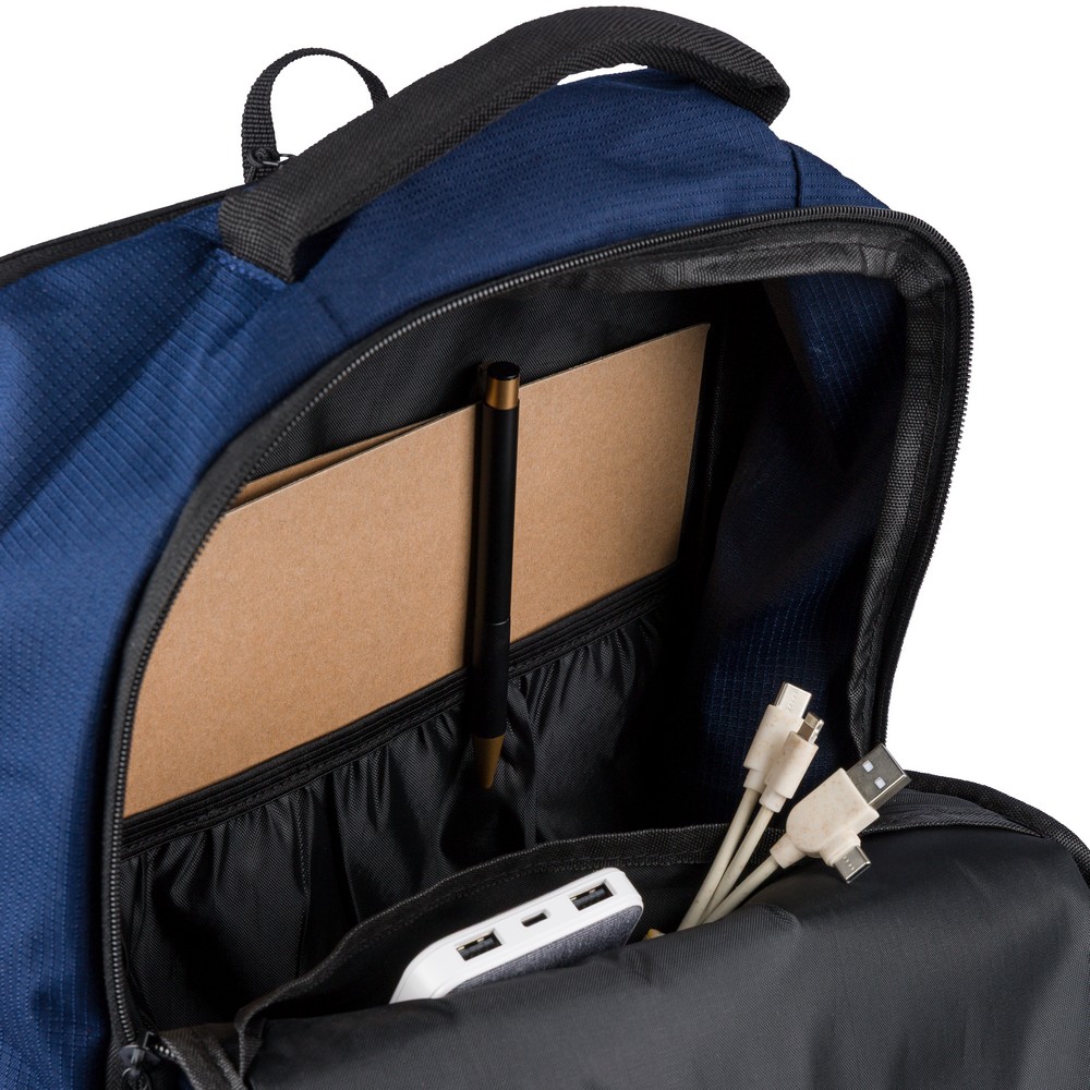 Plecak na laptopa 15" z nadrukiem Twojego logo, materiał: metal, plastik, poliester, pianka, epe, kolor: niebieski Plecak na laptopa 15" z nadrukiem Twojego logo, materiał: metal, plastik, poliester, pianka, epe, kolor: niebieski