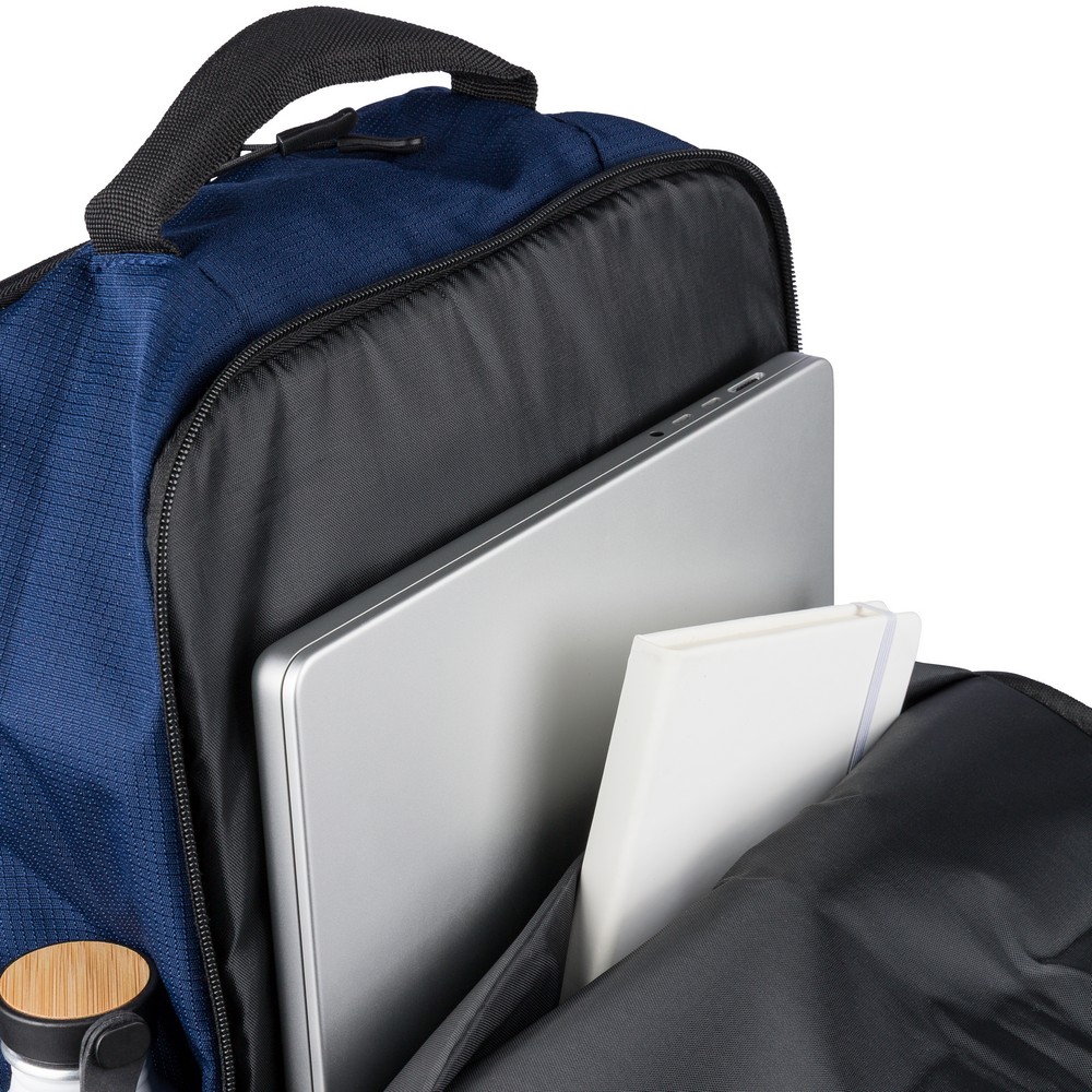 Plecak na laptopa 15" z nadrukiem Twojego logo, materiał: metal, plastik, poliester, pianka, epe, kolor: niebieski Plecak na laptopa 15" z nadrukiem Twojego logo, materiał: metal, plastik, poliester, pianka, epe, kolor: niebieski
