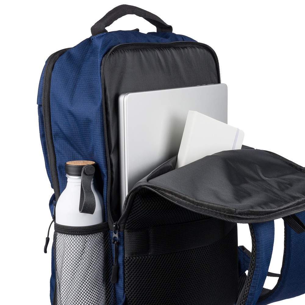 Plecak na laptopa 15" z nadrukiem Twojego logo, materiał: metal, plastik, poliester, pianka, epe, kolor: niebieski Plecak na laptopa 15" z nadrukiem Twojego logo, materiał: metal, plastik, poliester, pianka, epe, kolor: niebieski