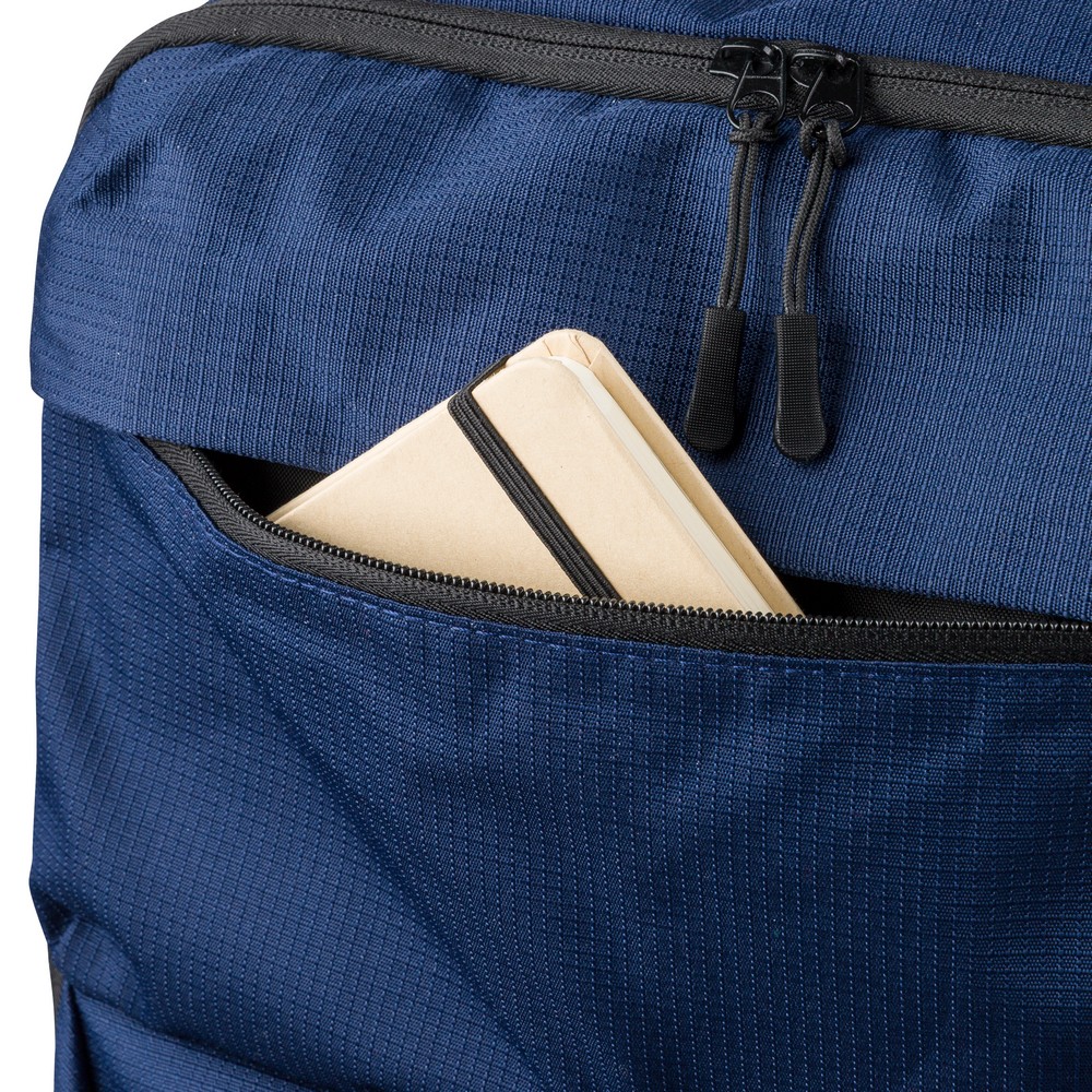 Plecak na laptopa 15" z nadrukiem Twojego logo, materiał: metal, plastik, poliester, pianka, epe, kolor: niebieski Plecak na laptopa 15" z nadrukiem Twojego logo, materiał: metal, plastik, poliester, pianka, epe, kolor: niebieski