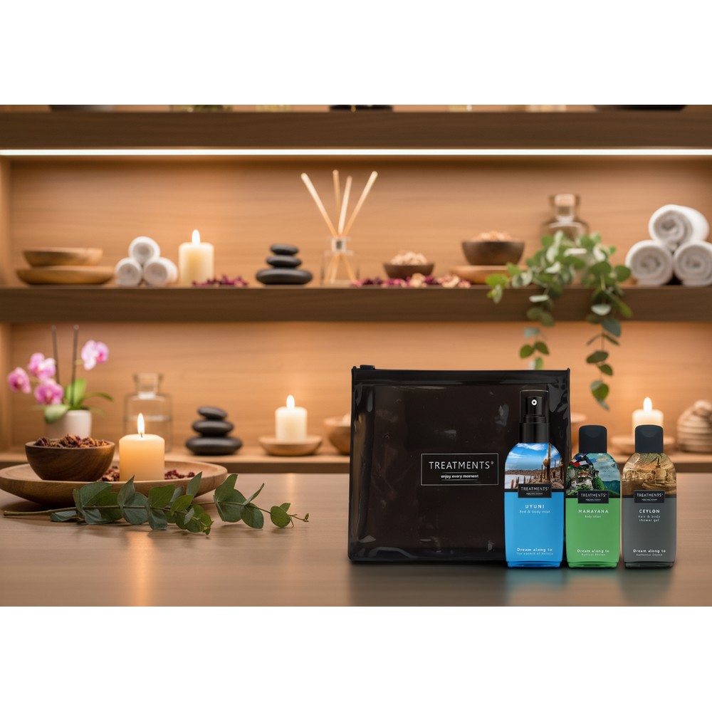 Zestaw kosmetyków podróżnych TREATMENTS z nadrukiem Twojego logo, materiał: plastik, aluminium, karton, kolor: wielokolorowy Zestaw kosmetyków podróżnych TREATMENTS z nadrukiem Twojego logo, materiał: plastik, aluminium, karton, kolor: wielokolorowy