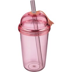 Kubek podróżny 500 ml z nadrukiem Twojego logo, materiał: silikon, rpet, as, kolor: różowy