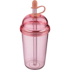 Kubek podróżny 500 ml z nadrukiem Twojego logo, materiał: silikon, rpet, as, kolor: różowy