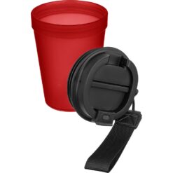 Kubek podróżny 350 ml z nadrukiem Twojego logo, materiał: metal, plastik, pp, silikon, kolor: czerwony