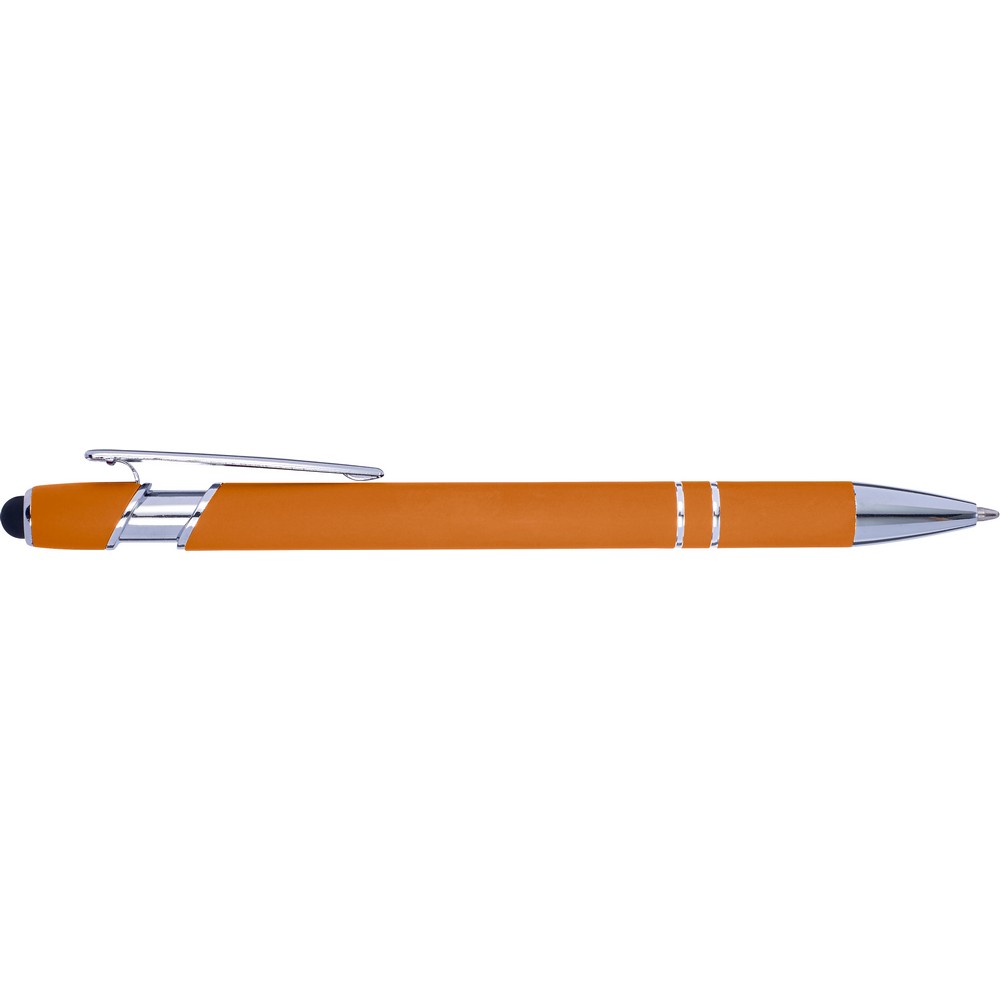 Długopis, touch pen z nadrukiem Twojego logo, materiał: aluminium, guma, kolor: pomarańczowy Długopis, touch pen z nadrukiem Twojego logo, materiał: aluminium, guma, kolor: pomarańczowy