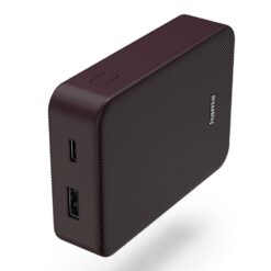 Power bank 10000 mAh Hama Power Pack z nadrukiem Twojego logo, materiał: plastik, kolor: burgund