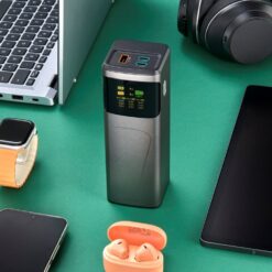 Power bank 24000 mAh Hama High Power 150W z nadrukiem Twojego logo, materiał: plastik, kolor: grafitowy