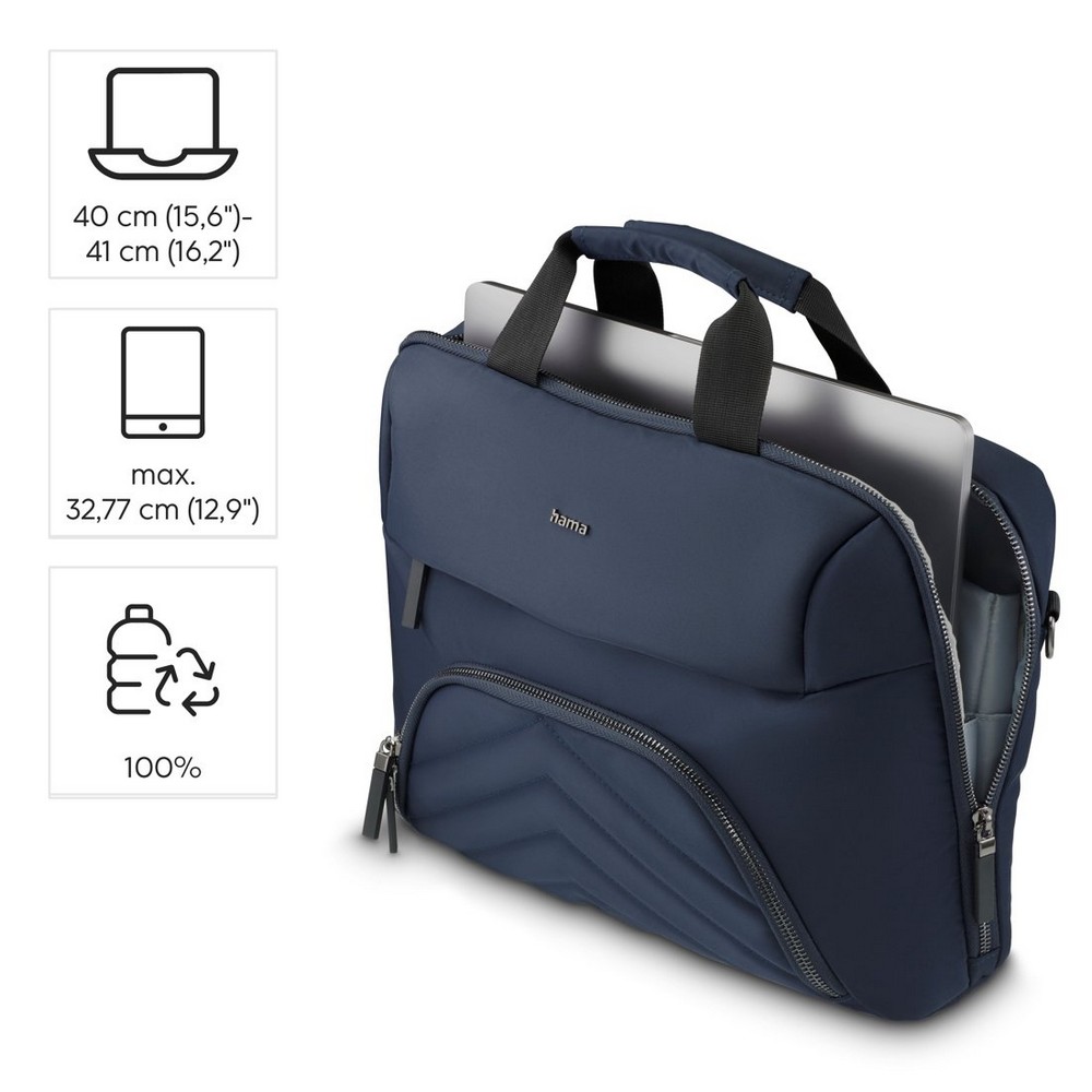 Torba na laptopa 15,6"-16,2" Hama Lightweight Premium z nadrukiem Twojego logo, materiał: rpet, kolor: granatowy Torba na laptopa 15,6"-16,2" Hama Lightweight Premium z nadrukiem Twojego logo, materiał: rpet, kolor: granatowy