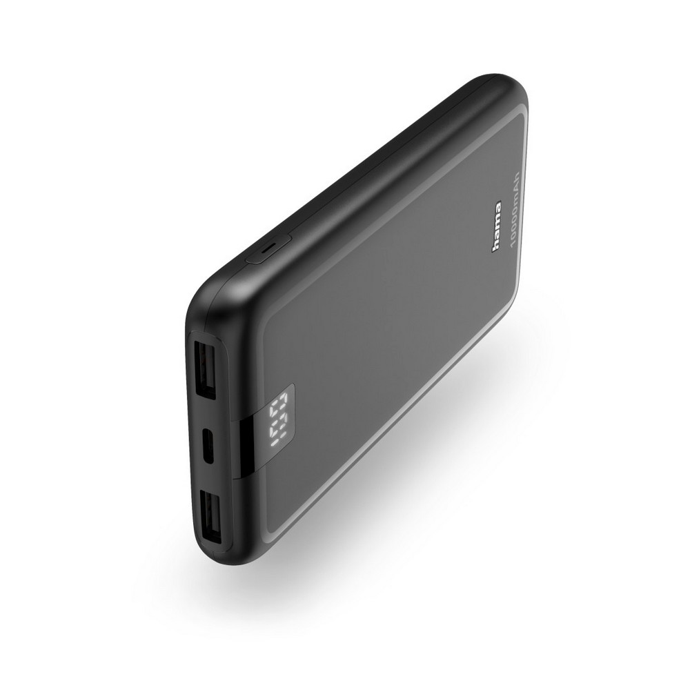 Power bank 10000 mAh Hama Power Pack Performance z nadrukiem Twojego logo, materiał: plastik, kolor: czarny Power bank 10000 mAh Hama Power Pack Performance z nadrukiem Twojego logo, materiał: plastik, kolor: czarny