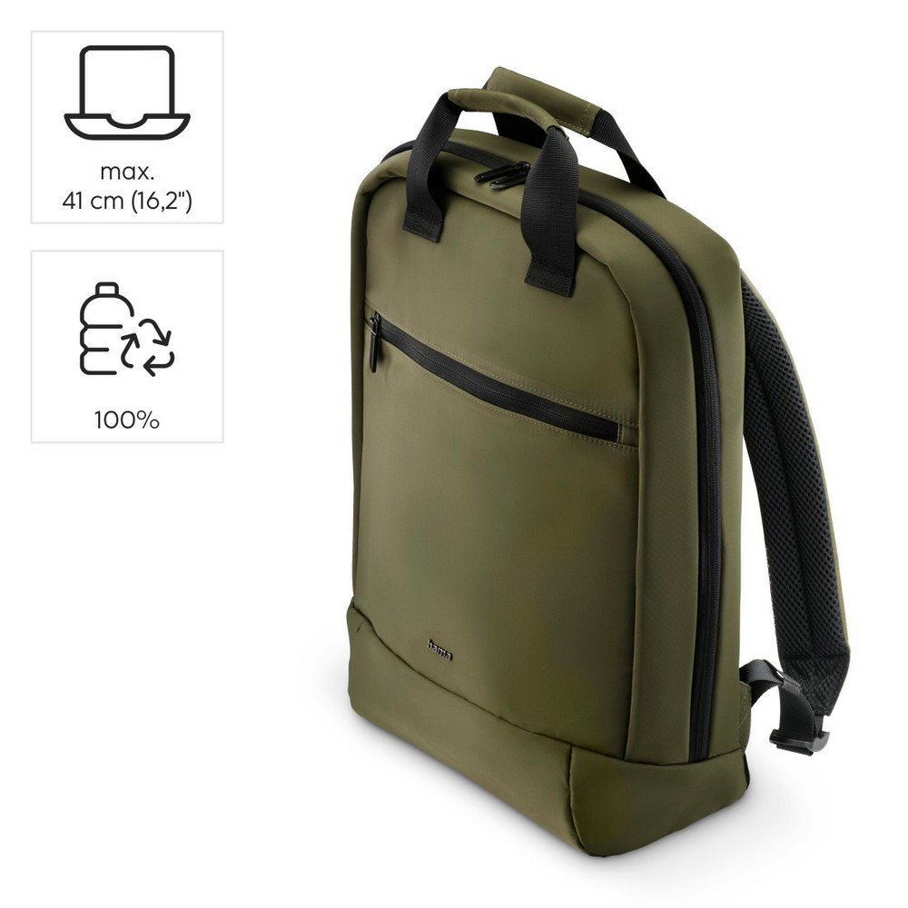Plecak laptopa 16,2" Hama Lightweight z nadrukiem Twojego logo, materiał: poliester, rpet, kolor: zielony Plecak laptopa 16,2" Hama Lightweight z nadrukiem Twojego logo, materiał: poliester, rpet, kolor: zielony