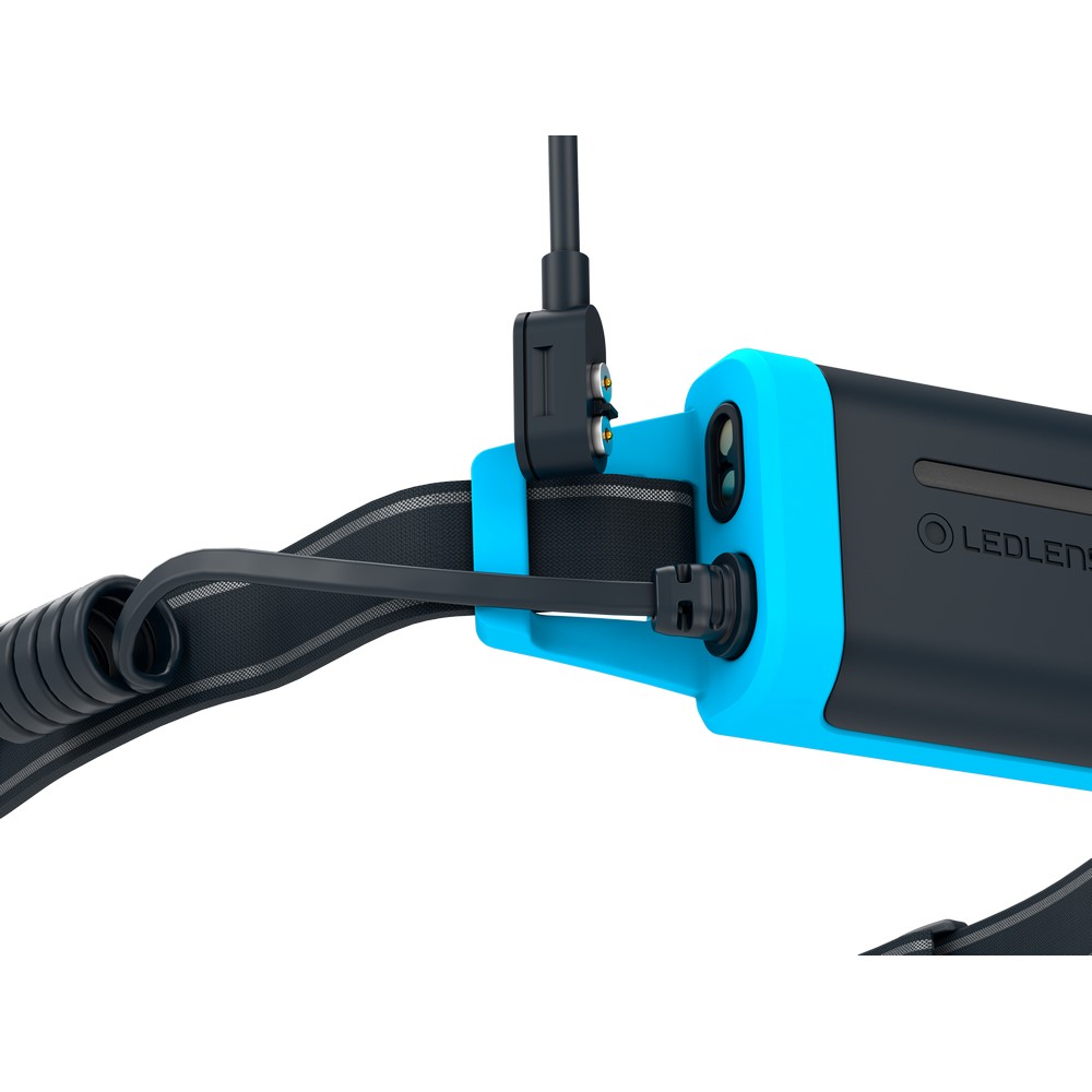 Latarka na głowę Ledlenser NEO5R z nadrukiem Twojego logo, materiał: pc, kolor: niebieski Latarka na głowę Ledlenser NEO5R z nadrukiem Twojego logo, materiał: pc, kolor: niebieski