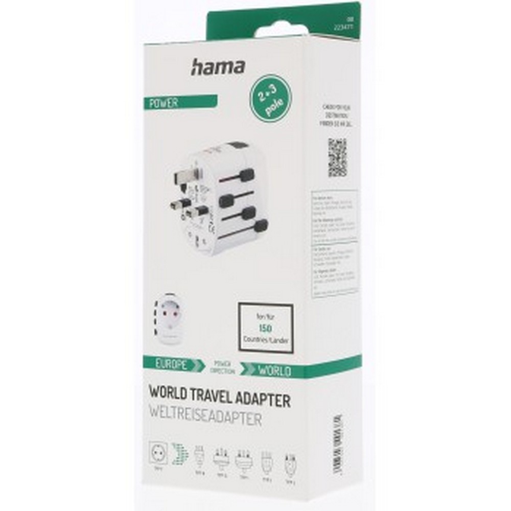 Adapter podróżny Skross for Hama Pro z nadrukiem Twojego logo, materiał: plastik, kolor: biały Adapter podróżny Skross for Hama Pro z nadrukiem Twojego logo, materiał: plastik, kolor: biały